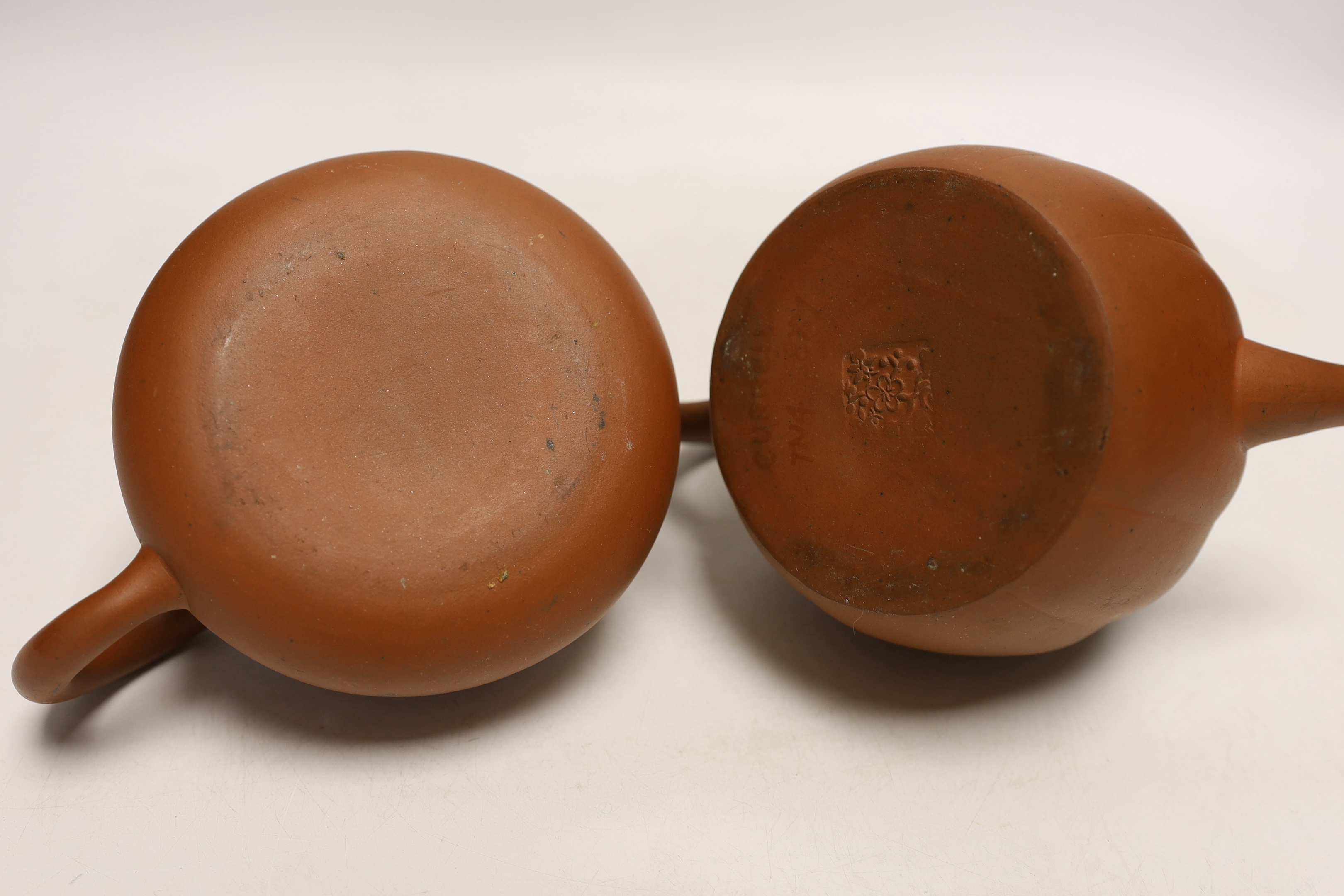 Six Chinese Yixing terracotta teapots, largest 11cm